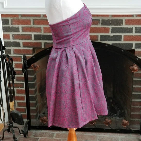 Grey Pink Strapless Cocktail Dress - Picture 3 of 8